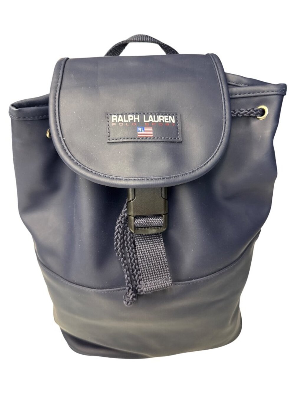 Ralph Lauren Navy Blue Mini Backpack With Adjustable Straps Drawstring Closure &